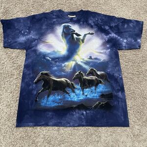 VTG The Mountain Shirt Men Large Purple TieDye Rearing Stallion Wild Horses 2004